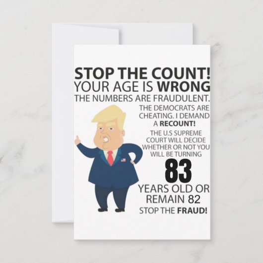 Carte 83 ans Trump heureux anniversaire présent drôle (Devant)