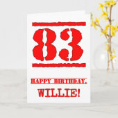 Carte 83e anniversaire : Amusant, Timbre en caoutchouc r (Fleur jaune)