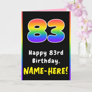 Carte 83e anniversaire : Arc-en-ciel coloré # 83, Nom pe