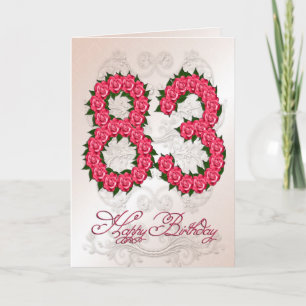 Carte 83e anniversaire avec roses et feuilles