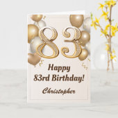Carte 83e anniversaire Ballons d'or et Confetti Annivers (Fleur jaune)