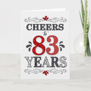 Carte 83e anniversaire Cheers en Motif noir blanc rouge