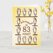 Carte 83e anniversaire, Curious owls card. (Fleur jaune)