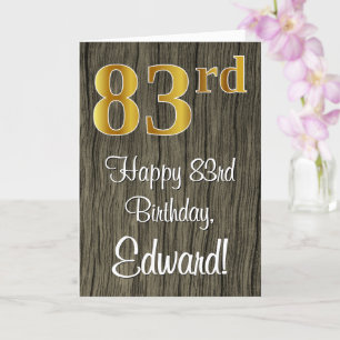 Carte 83e anniversaire : Elégant look d'or Faux #, Faux 