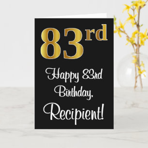 Carte 83e Anniversaire ~ Élégant Luxueux Faux Aspect Or 