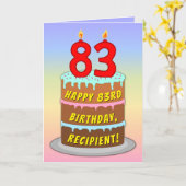 Carte 83e anniversaire — Fun Cake & Candles, avec nom pe (Fleur jaune)