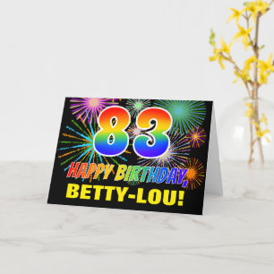Carte 83e anniversaire : Gras, Amusants, Feu d'artifice,