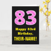 Carte 83e anniversaire : Pink Stripes and Hearts "83" + (Fleur jaune)