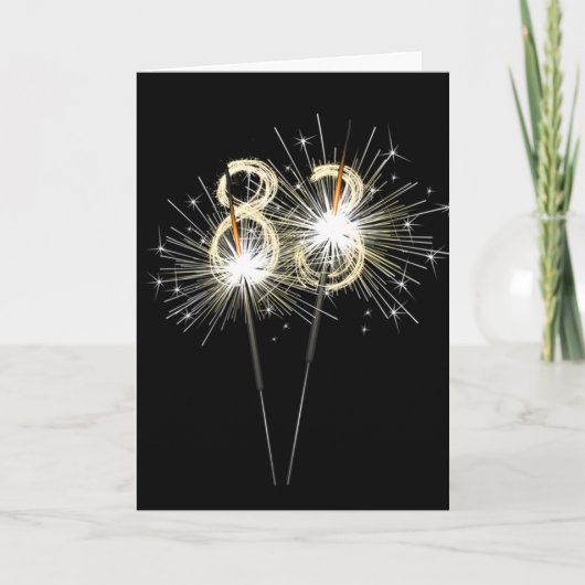 Carte 83e anniversaire Sparklers en noir (Devant)