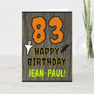 Carte 83e Anniversaire : Thème Halloween Épouvantable, N