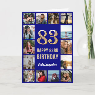 Carte 83e Joyeux Anniversaire Marine Bleu & Gold Photo C