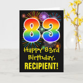 Carte 83ème anniversaire : Fun Fireworks Motif + Rainbow (Fleur jaune)