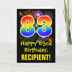 Carte 83ème anniversaire : Fun Fireworks Motif + Rainbow