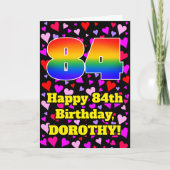 Carte 84e anniversaire : Amour Hearts Motif, Arc en ciel (Devant)