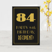 Carte 84e anniversaire - Art Déco Inspiré Look "84" & No (Fleur jaune)