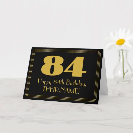 Carte 84e anniversaire : Art Déco Inspiré Look "84" & No (Petite plante)