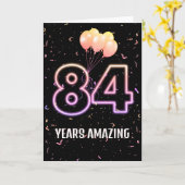 Carte 84e anniversaire Ballons et Confetti (Fleur jaune)