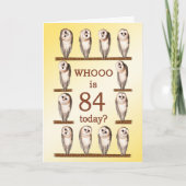 Carte 84e anniversaire, Chouettes curieuses (Devant)