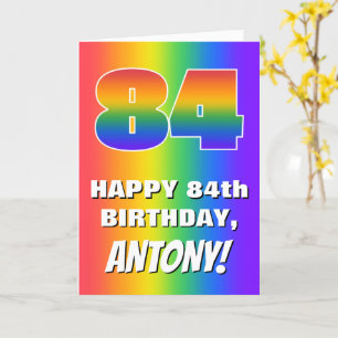 Carte 84e anniversaire : coloré, amusant Motif arc-en-ci