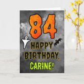 Carte 84e anniversaire : Eerie Halloween Thème + Nom per (Fleur jaune)