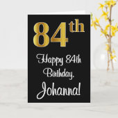 Carte 84e anniversaire ~ Elégant Luxueux Faux Gold Look (Fleur jaune)