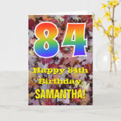 Carte 84e anniversaire; feuilles d'automne rustiques; ar (Fleur jaune)