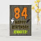 Carte 84e anniversaire : thème Halloween effrayant, nom (Fleur jaune)