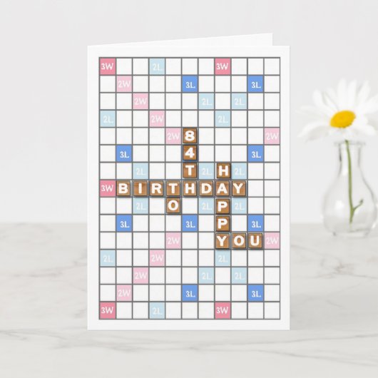Carte 84e anniversaire, Word Game Board (Petite plante)