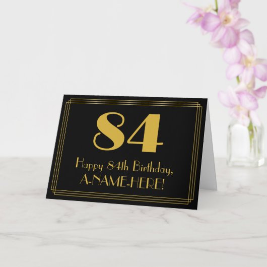 Carte 84ème anniversaire : Art Déco Inspiré Look "84" + (Orchidée)
