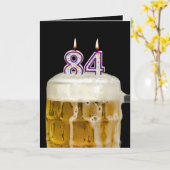 Carte 84th Birthday Bière sur noir (Fleur jaune)