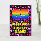 Carte 85e anniversaire : Amour Hearts Motif, Arc-en-ciel (Devant)