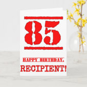 Carte 85e anniversaire : Amusant, Timbre en caoutchouc r (Fleur jaune)