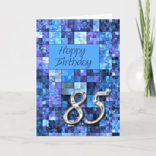 Carte 85e anniversaire avec carrés abstraits. (Devant)