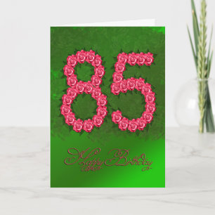 Carte 85e anniversaire avec roses et feuilles