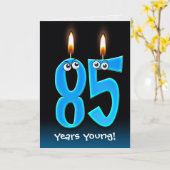 Carte 85e anniversaire bougies avec globes oculaires (Fleur jaune)