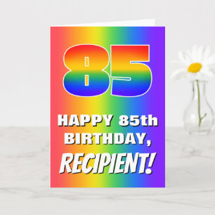 Carte 85e anniversaire : coloré, amusant Motif arc-en-ci