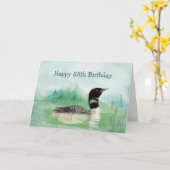 Carte 85e anniversaire Humour aquarelle Loon Bird Nature (Fleur jaune)
