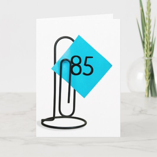 Carte 85e Anniversaire Note sur un clip papier (Devant)