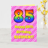 Carte 85e anniversaire : Pink Stripes & Hearts, Arc en c (Fleur jaune)