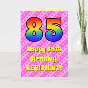 Carte 85e anniversaire : Pink Stripes & Hearts, Arc en c