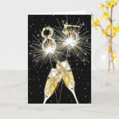 Carte 85e anniversaire Sparklers and Champagne Toast (Fleur jaune)
