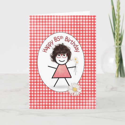 Carte 85e Anniversaire Stick Girl with Daisies (Devant)