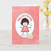 Carte 85e Anniversaire Stick Girl with Daisies (Fleur jaune)