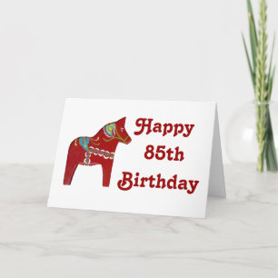 Carte 85e Birthday Card avec Dala Horse