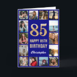 Carte 85e Joyeux Anniversaire Marine Bleu & Gold Photo C<br><div class="desc">85e Joyeux Anniversaire Marine Bleu et Gold Photo Collage Carte Anniversaire. Pour plus de personnalisation,  cliquez sur le bouton "Customiser" et utilisez notre outil de conception pour modifier ce modèle.</div>