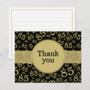 Carte 85e Remerciement : motif numérique noir/or