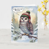 Carte 85th Birthday Watercolor Owl In Winter Hat (Fleur jaune)