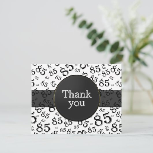 Carte 85th Thank You: Black/White Number Pattern (Debout devant)