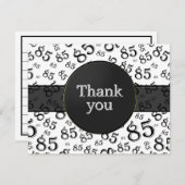 Carte 85th Thank You: Black/White Number Pattern (Devant / Derrière)