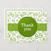 Carte 85th Thank You: Green/White Number Pattern (Devant / Derrière)